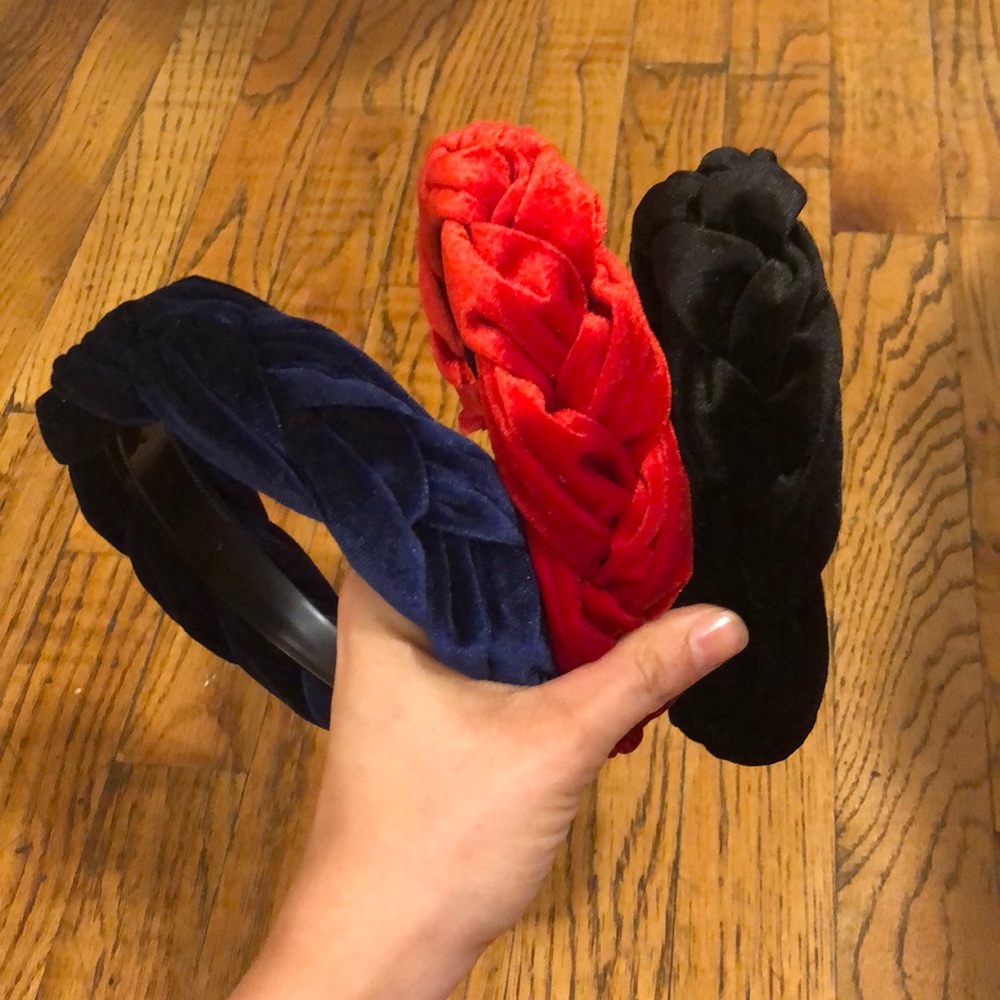 3 Pack of Velvet Braided Headbands